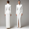 Structured Blazer Gown with Side Slit