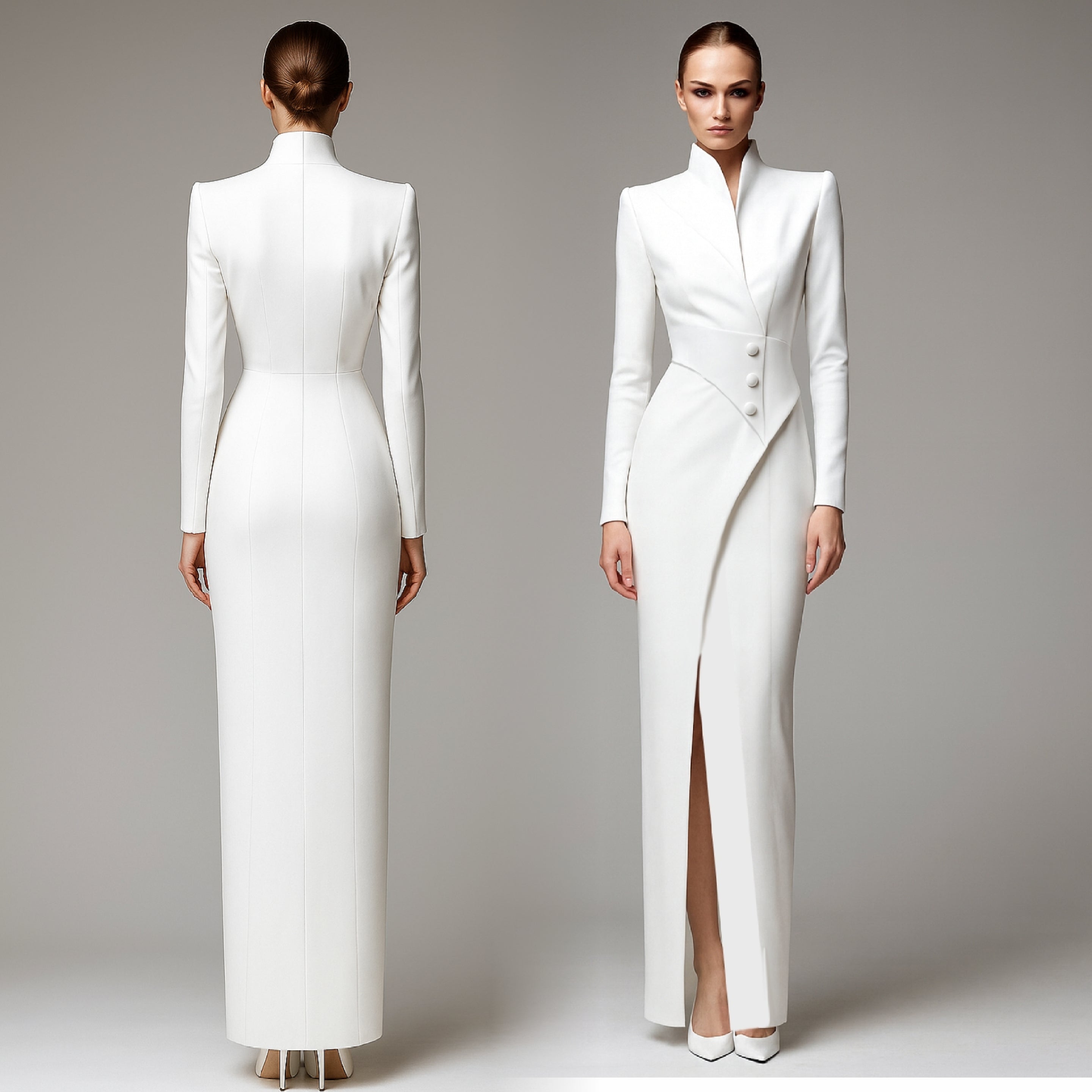 Structured Blazer Gown with Side Slit