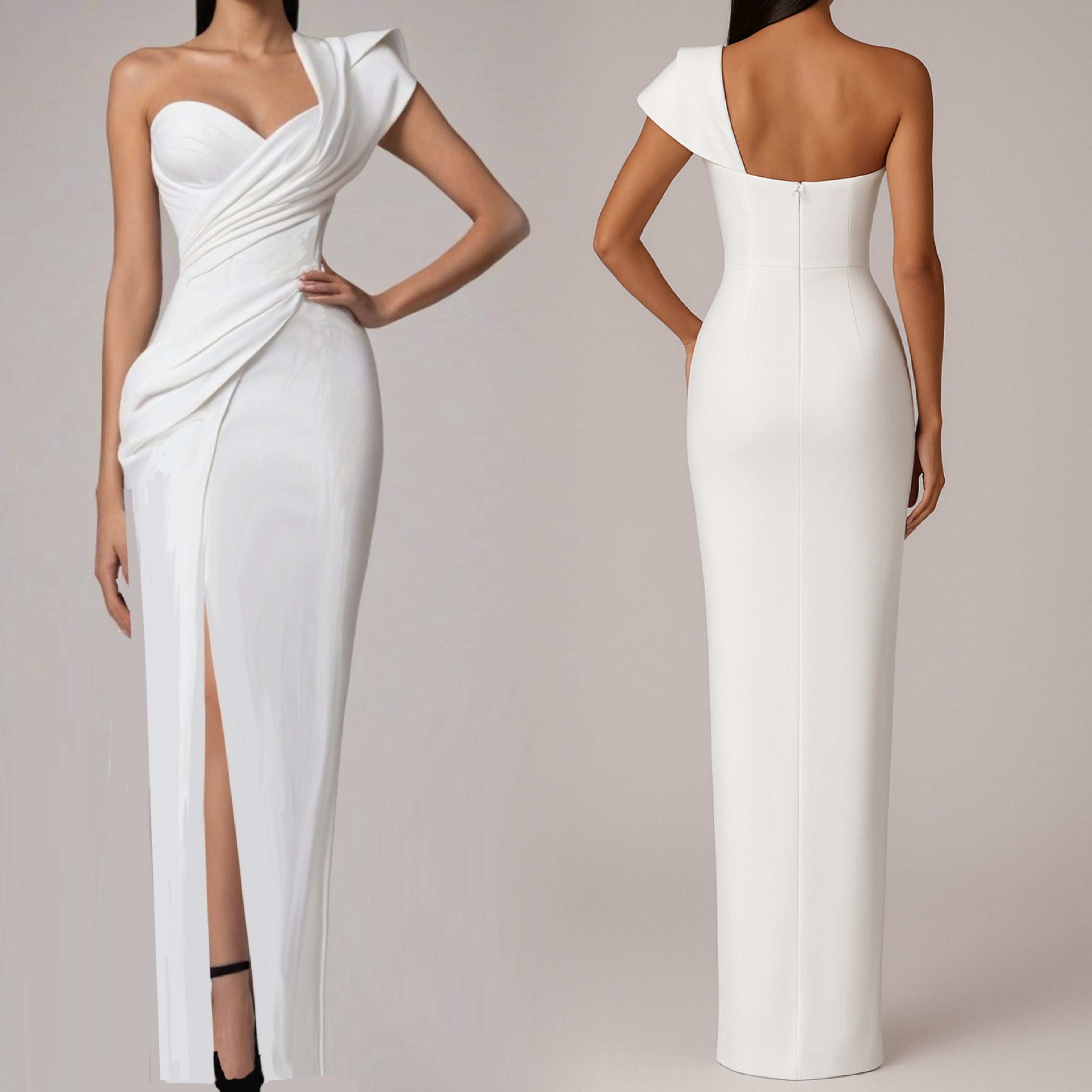 One-Shoulder Draped Evening Gown
